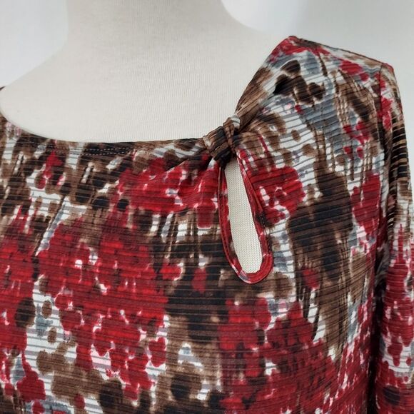 Apt. 9 Shirt Top Comfy Stretch Womens Size Large Cut Out 3/4 Sleeve Lined - Picture 4 of 13